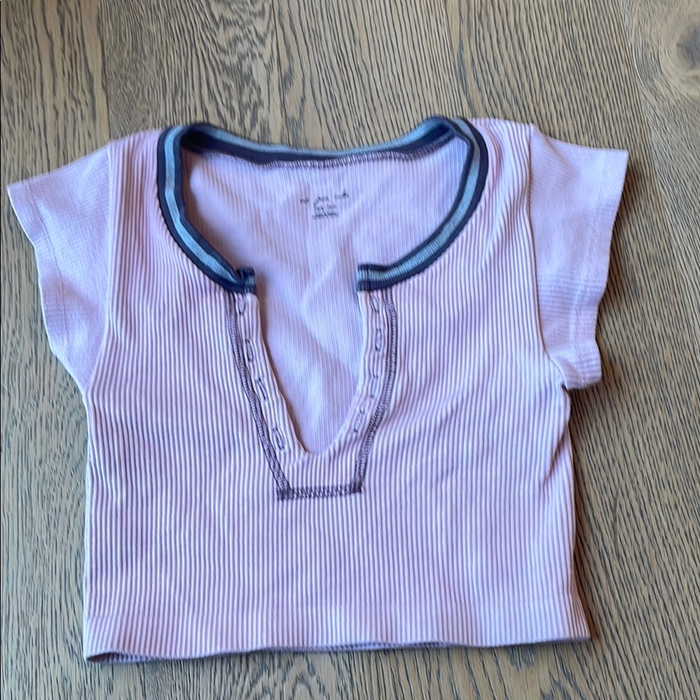Urban outfitters Pink Shirt with purple Trim
